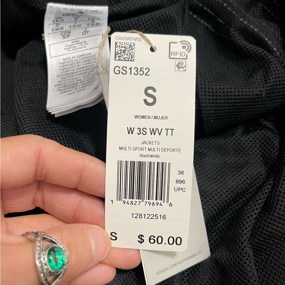 NWT Women Size Small Adidas Essentials 3-Stripes Multi-sport Track Jacket Black - Picture 9 of 13